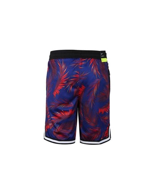 Nike Blue Flowers Logo Printing Drawstring Basketball Shorts for men