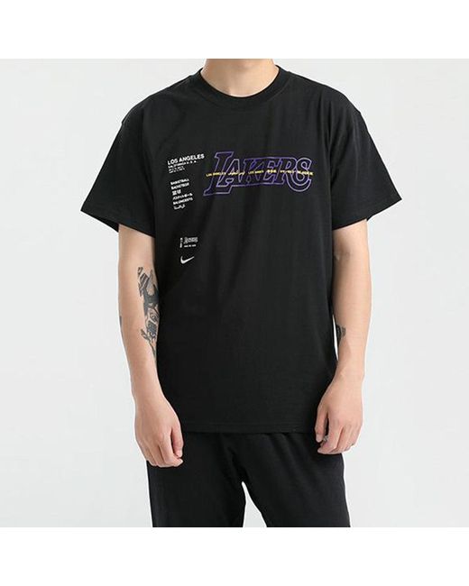 Nike Black Nba Courtside Los Angeles Lakers Short Sleeve Training for men