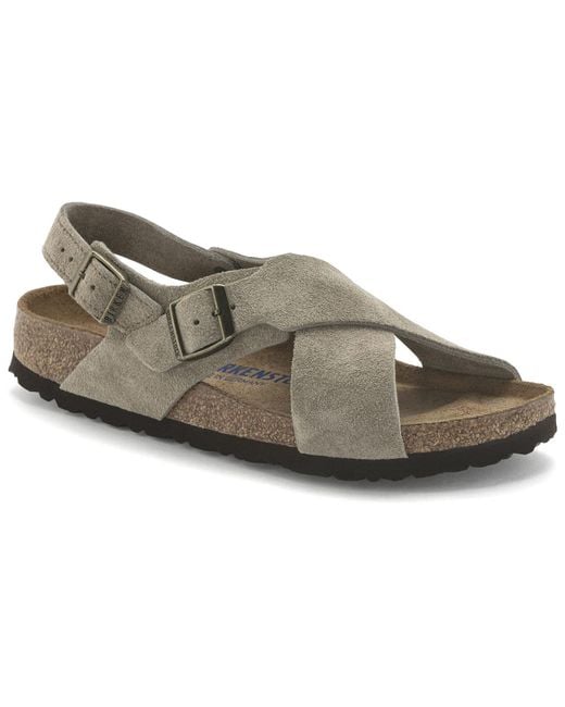 Birkenstock Brown Tulum Suede Leather Narrow Fit Sandals 'Taupe' for men
