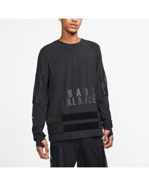 Nike Black Printing Splicing Sports Round Neck Pullover for men