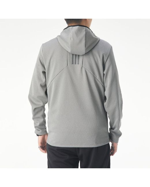 Adidas Gray Perfom Fl Jkt Solid Color Fleece Lined Stay Warm Hooded Jacket for men