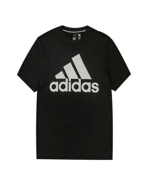 Adidas Black Classical Logo Printed Tee for men