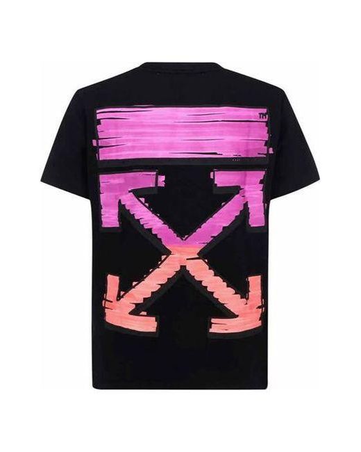 Off-White c/o Virgil Abloh Black Ss21 Logo Arrow Printing Pattern Cotton Short Sleeve for men