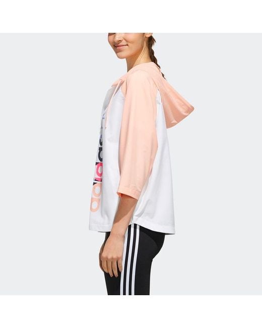 Adidas White (Wmns) Neo Sleeve Hooded Sports Jacket