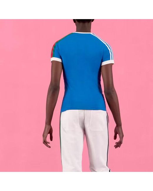 Gucci Blue X Adidas Trefoil Print T-Shirt