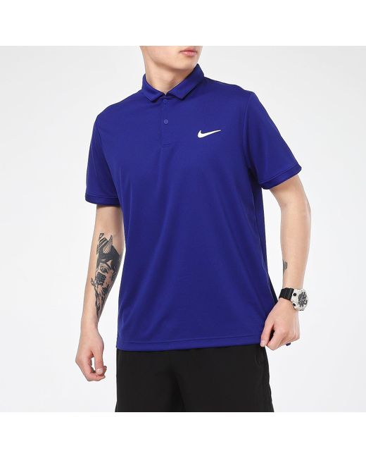Nike Blue Running Training Sports Quick Dry Breathable Short Sleeve Polo Shirt for men