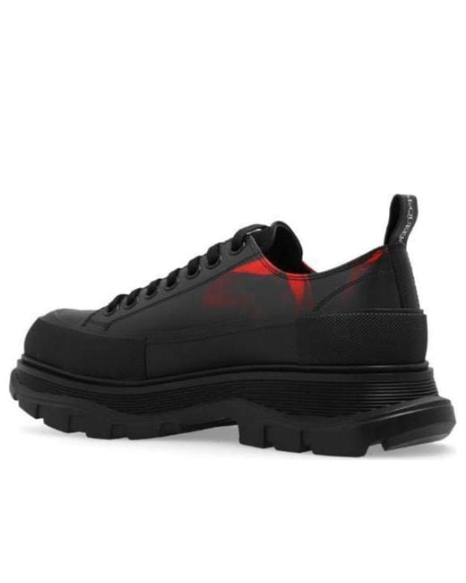 McQueen Black Tread Slick Lace Up Sneakers for men