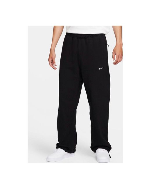 Nike Black Sportswear Swoosh Open Hem Fleece Pants for men