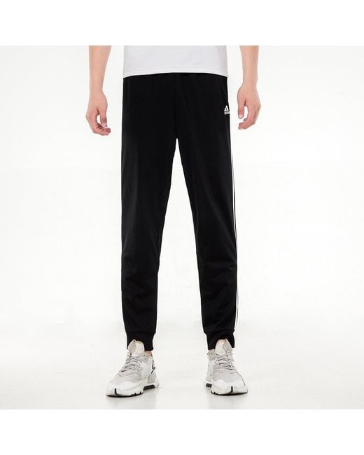 Adidas Black 3S Jog Tp Tri Stripe Splicing Bundle Feet Sports Pants/Trousers/Joggers Autumn for men