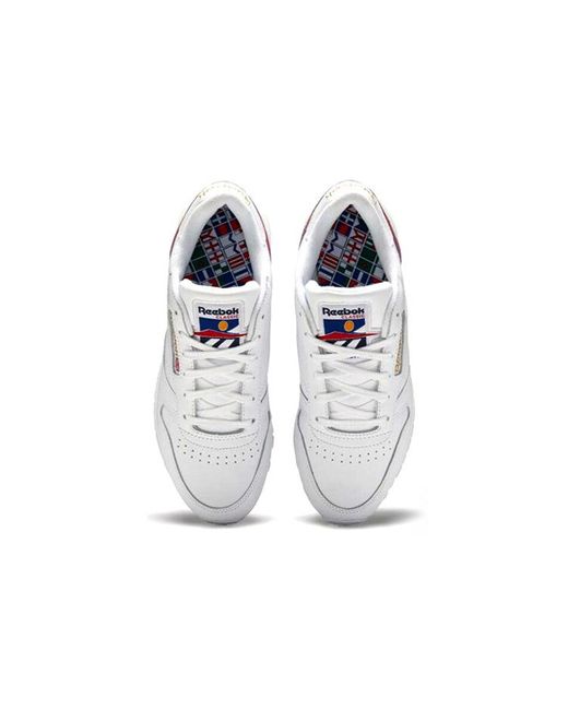 Reebok White (Wmns) Classic Leather 'Collage Of Flags'