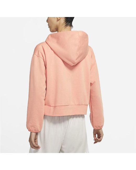 Nike Pink (Wmns) Embroidered Logo Big Pocket Short Sports Hoodie