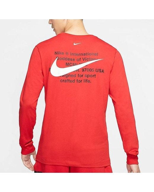 Nike Red Printing Round Neck Long Sleeves T-Shirt for men