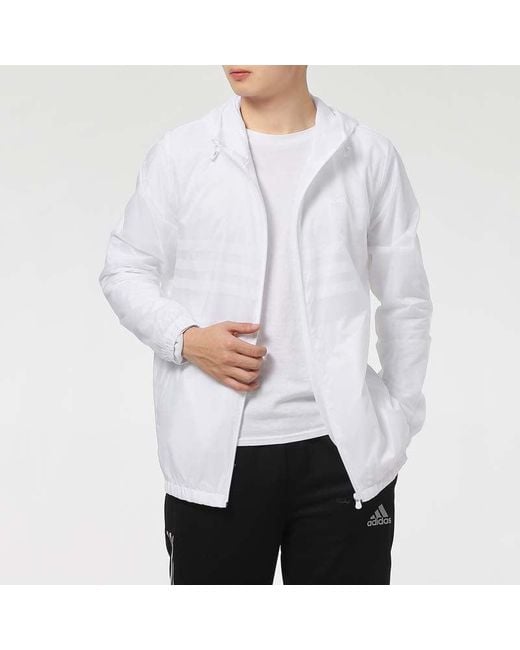 Adidas White Neo Sports Running Training Windproof Hooded Jacket for men