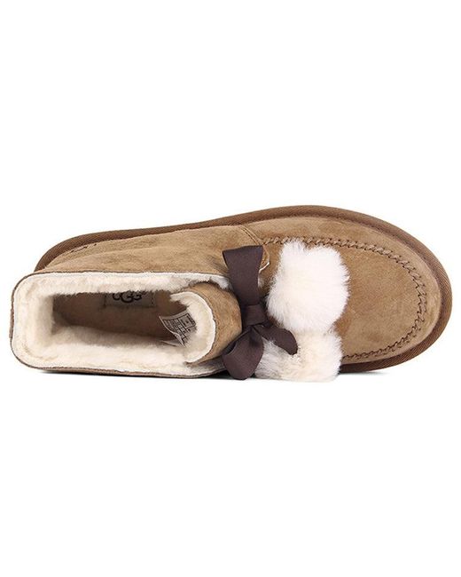 Ugg Brown (Wmns) Kallen Suede Moc Toe Pom Pom Slipper