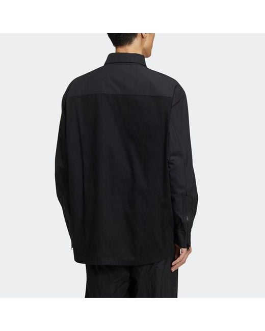 Adidas Blue Originals Solid Color Splicing Casual Long Sleeves Shirt for men