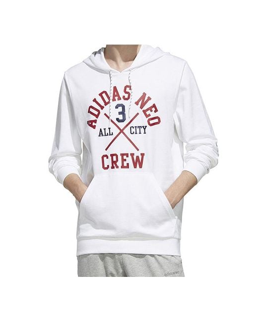 Adidas White Neo M Fav Sv Hdy Printing Pullover for men