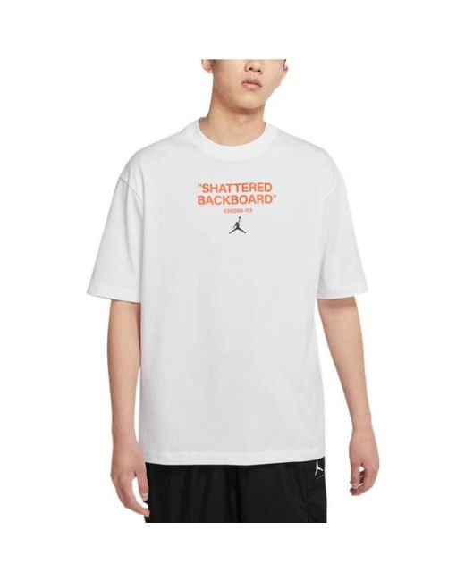 Nike White Alphabet Pattern Round Neck Short Sleeve T-Shirt for men