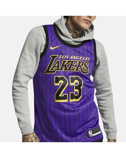 Nike Purple Nba Lebron James City Version Jersey Sw Fan Edition Lakers 23 for men