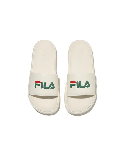 Fila White Drifter V2 Large Logo Slides for men