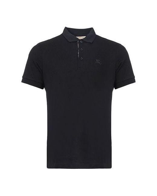 Burberry Black Logo Lapel Short Sleeve Polo Shirt for men