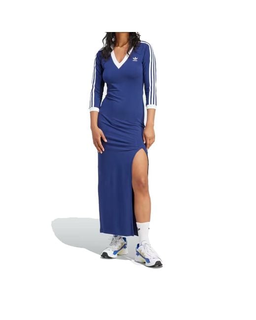 Adidas Blue (Wmns) Originals Adicolor Colro Claic 3-Maxi Srtipe Dress