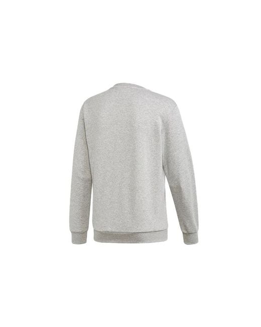 Adidas Gray Athleisure Casual Sports Printing Logo Round Neck Pullover for men
