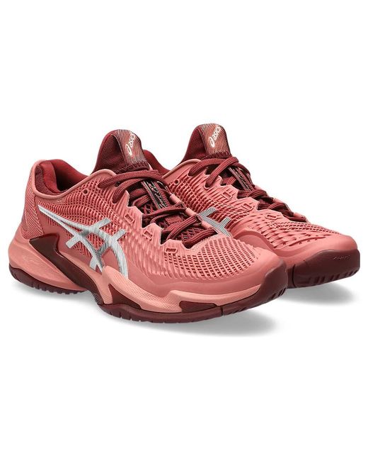 Asics Red Court Flytefoam 3 Tennis Shoes