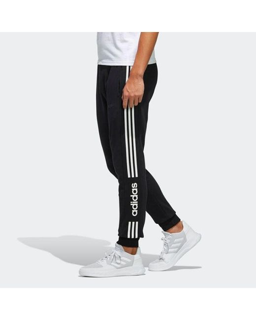 Adidas Black Neo Side Logo Printing Slim Fit Casual Sports Long Pants for men