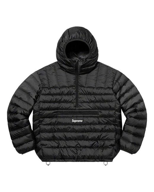 Supreme Black Mirco Down Half Zip Hooded Pullover for men