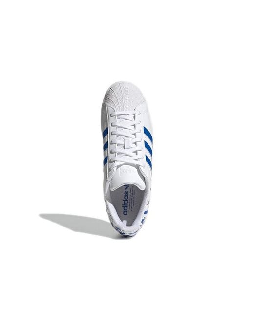Adidas Blue Originals Superstar Cozy Wear-Resistant Casual Skate Shoes for men