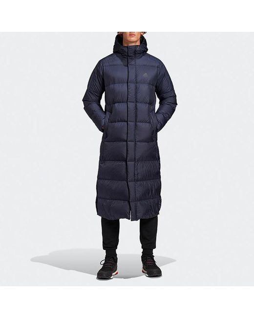 Adidas Blue Sports Windproof Stay Warm Hooded Down Jacket for men