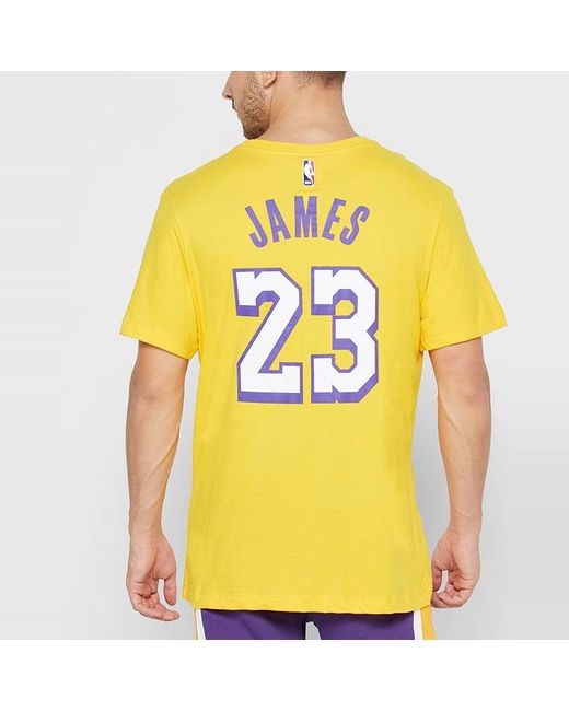 Nike Yellow Nba Lakers Basketball Sports Short Sleeve Lebron James 23 for men
