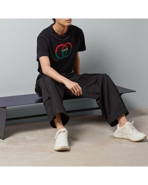 Gucci Black Cotton Jersey Printed T-Shirt for men