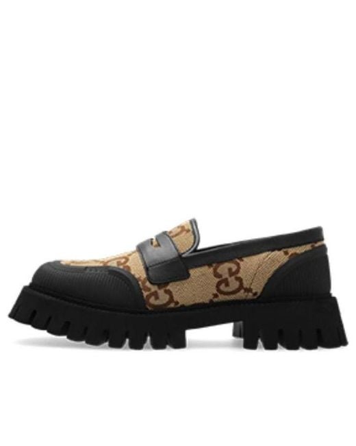 Gucci Black Novo Gg Jacquard Chunky Loafer ' Camel' for men