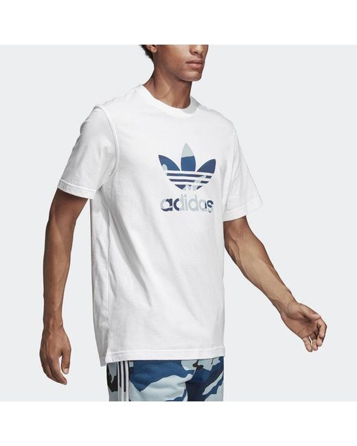 Adidas White Originals Camouflage Logo Printing Short Sleeve for men