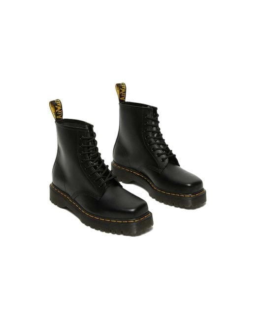 Dr. Martens Black 1460 Bex Squared Toe Leather Lace Up Boots