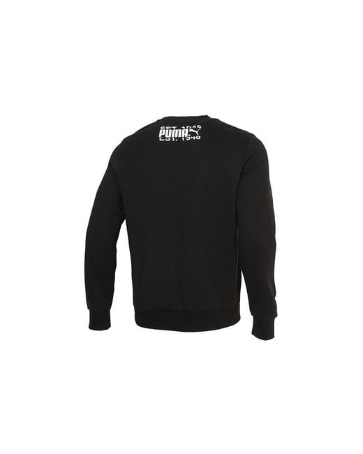 PUMA Black Alphabet Printing Sports Round Neck Pullover for men
