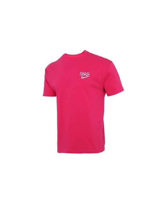 Nike Pink Printing Logo Loose Breathable Sports Short Sleeve for men