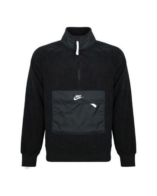Nike Black Half Zipper Stand Collar Sports Pullover for men