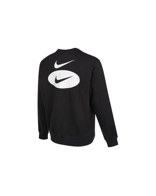 Nike Black As Nsw Sl Bb Crew Casual Sports Fleece Lined Round Neck Long Sleeves for men