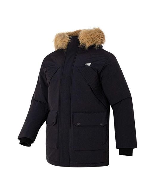 New Balance Blue Warm Hooded Down Jacket for men