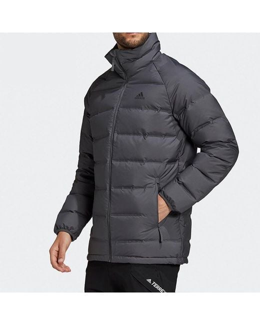 Adidas Blue Helionic Stand Collar Stay Warm Casual Sports Down Jacket for men