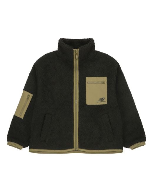 New Balance Black (Wmns) Splicing Retro Stand Collar Knit Lamb's Wool Short Jacket