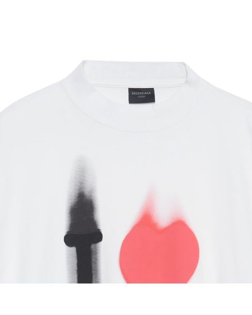 Balenciaga White I Love T-Shirt Large Fit