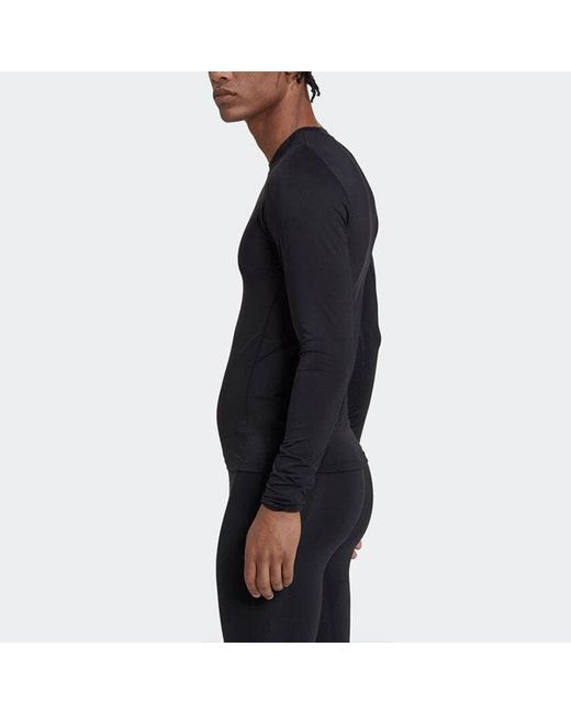 Adidas Blue Solid Color Logo Slim Fit Sports Training Long Sleeves T-Shirt for men