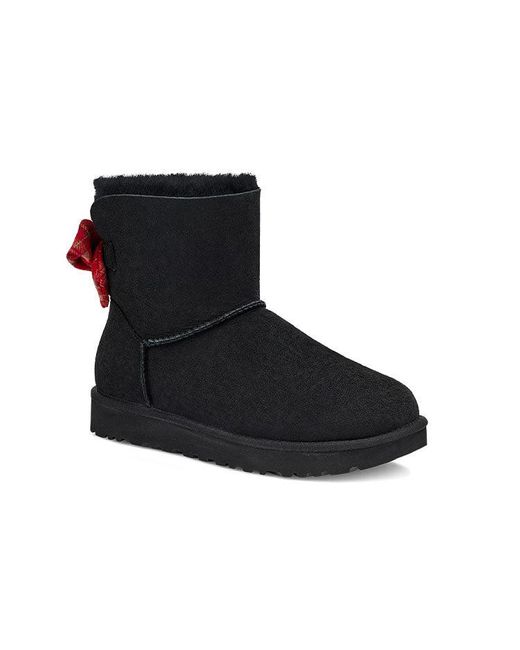 Ugg Black (Wmns) Mini Bailey Bow Plaid Ribbon