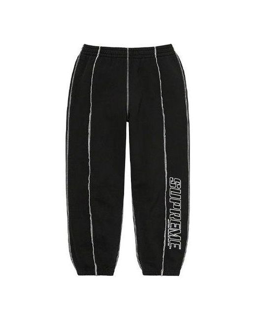 Supreme Black Coverstitch Sweatpants for men