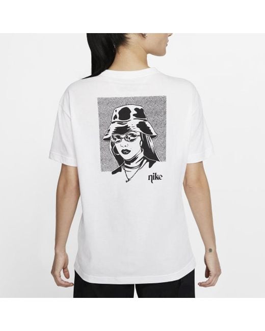 Nike White (Wmns) Back Printing Short Sleeve