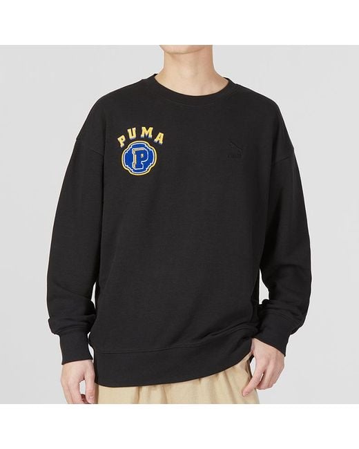 PUMA Black Team Crew Graphic Sweater for men