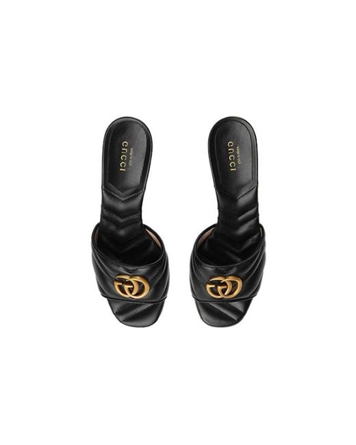 Gucci Black Gg Marmont Quilted Sandals